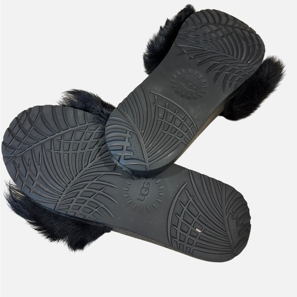 Ugg Women's Sandals Slides Size 9 Royale Black Garnet Toscana Fur Slipper - Picture 4 of 5